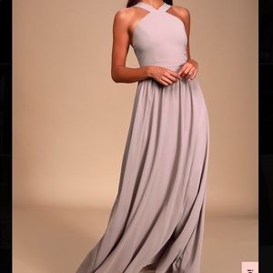 Lulus Air of Romance Taupe Evening Gown